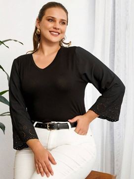Picture of CURVY GIRL TOP WITH EMBROIDERED SLEEVE